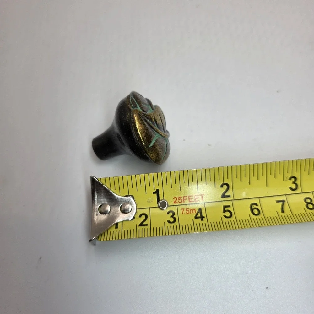 VTG Keeler Brass‎ Leaf Knob Drawer Pull Verdigris Green 1.25